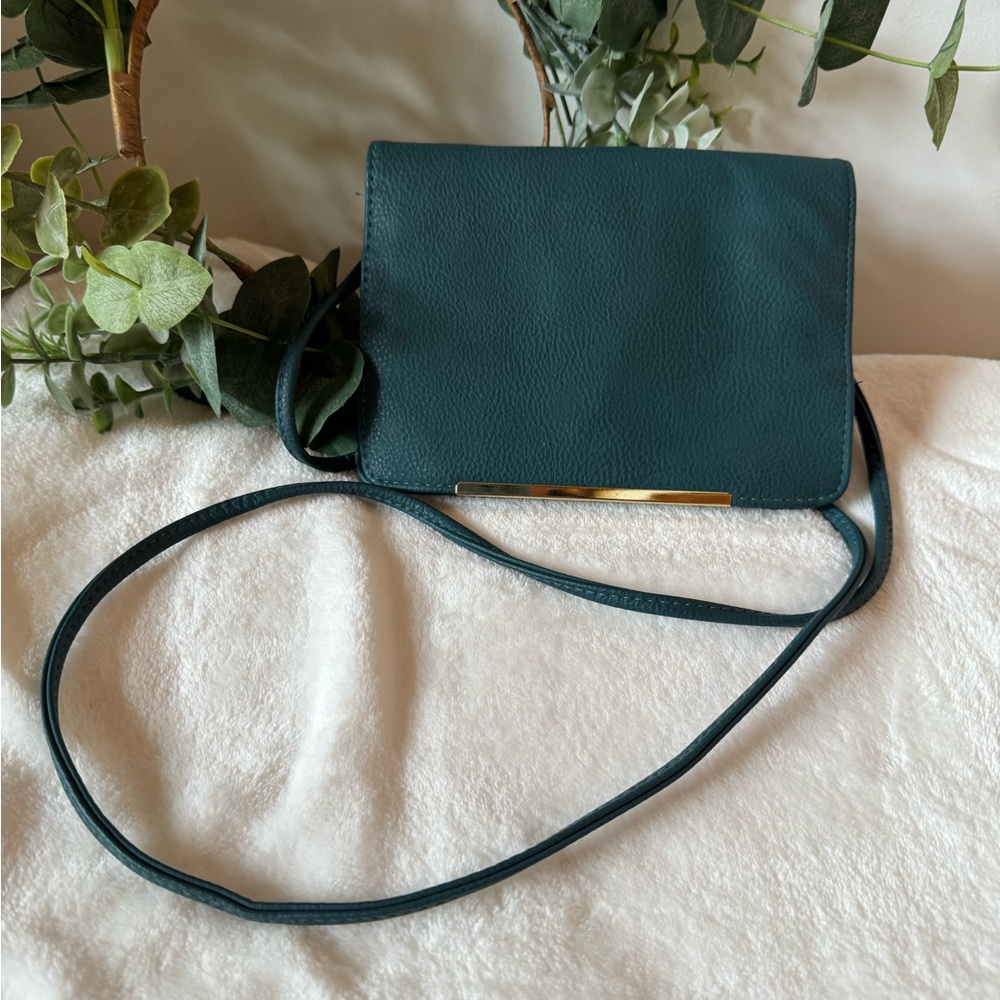 Crossbody PU Leather Teal Green Bag Purse clutch - Picture 4 of 6